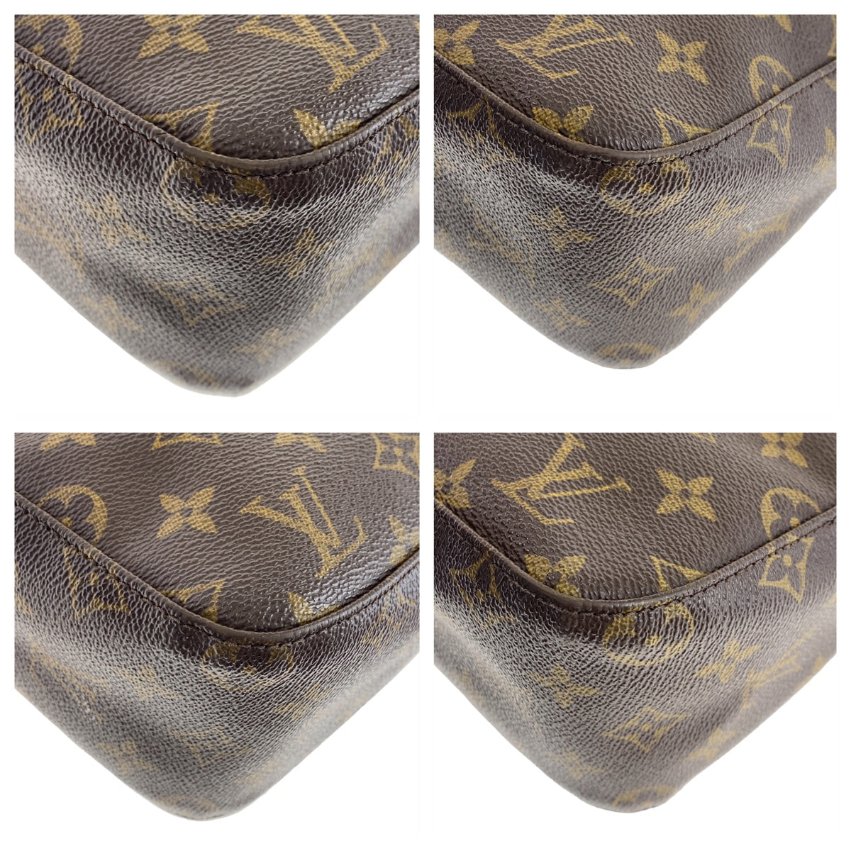 LOUIS VUITTON Shoulder Bag PVC Brown Gold Metal Monogram LoopingMM