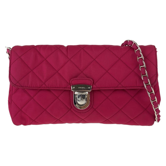PRADA Shoulder Bag Nylon Pink SilverMetal Testuto Impuntu