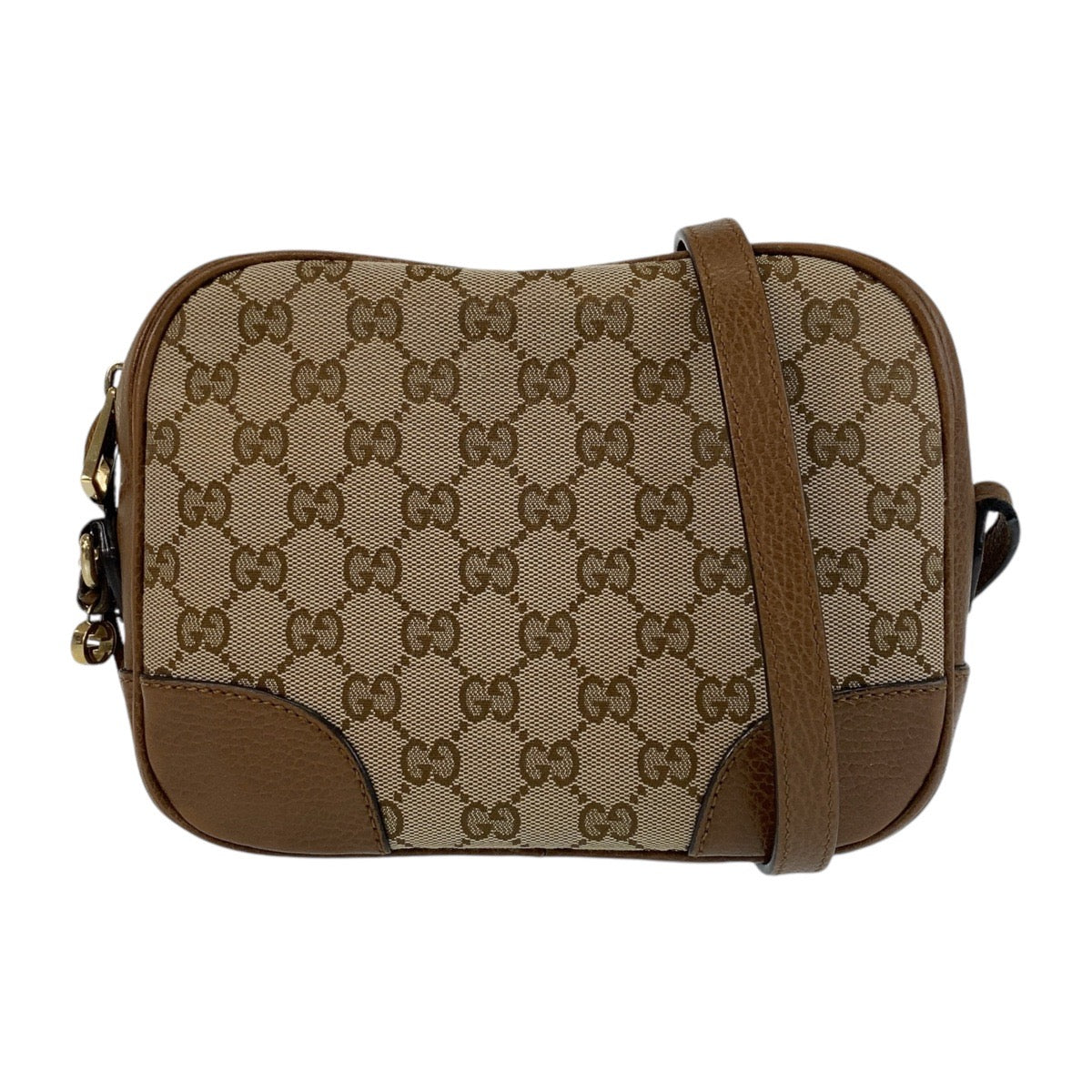 GUCCI Shoulder Bag 449413 GG canvas Brown Gold Metal