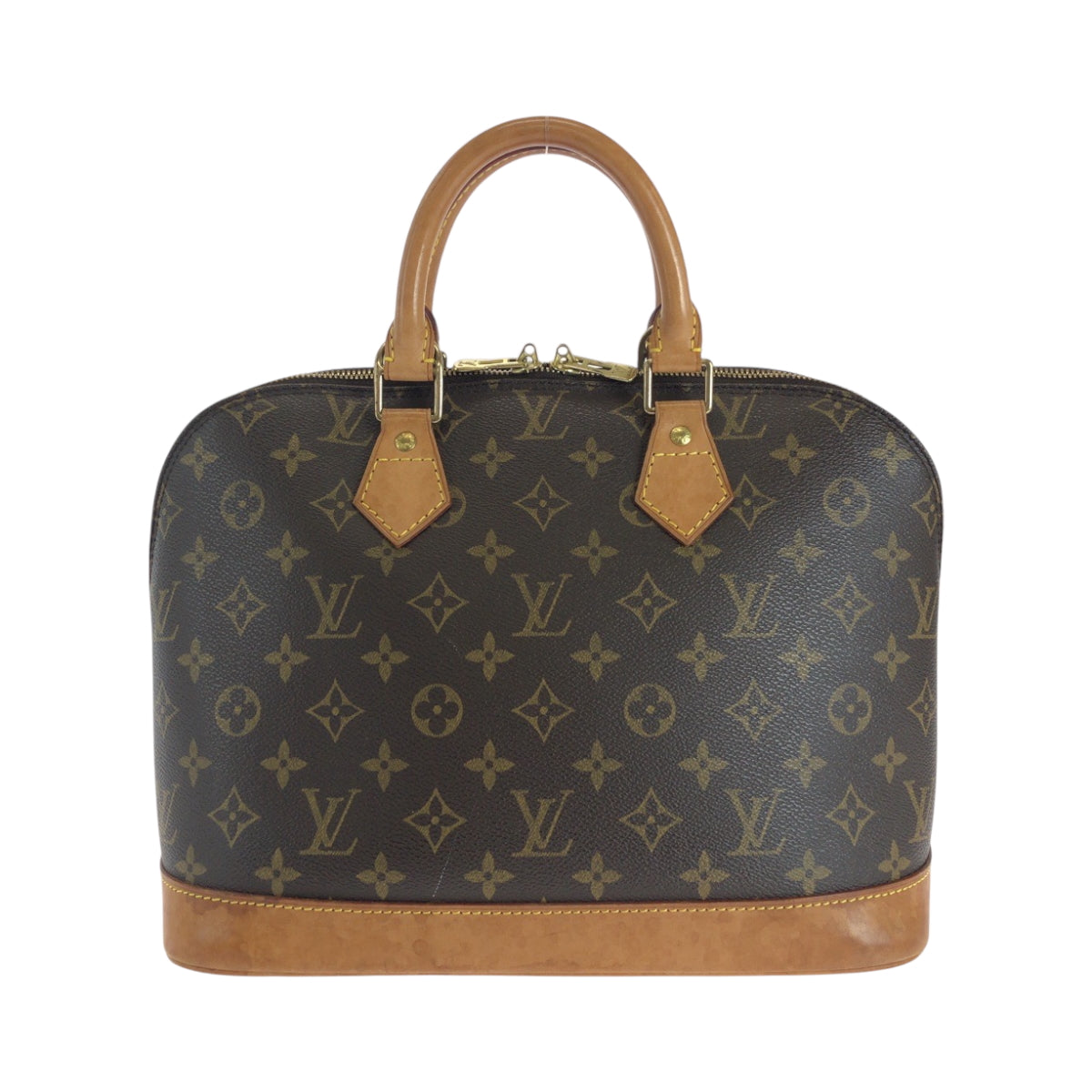 LOUIS VUITTON Handbag PVC Brown Gold Metal Monogram Alma