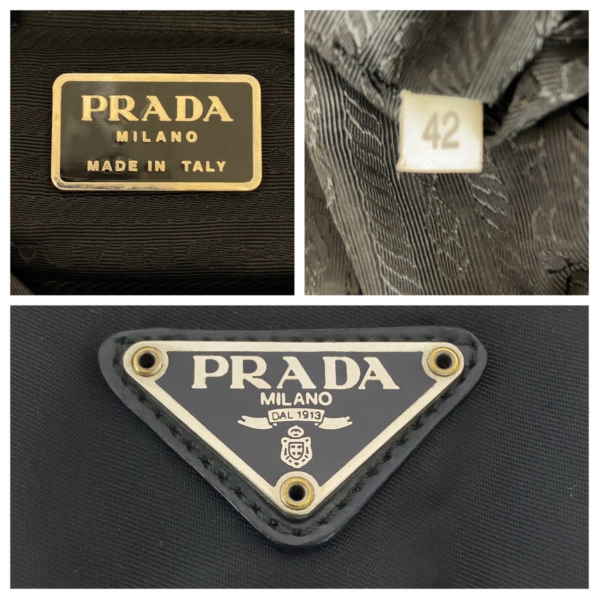 PRADA Backpack Nylon Black SilverMetal Test Triangle With logo - Style 3