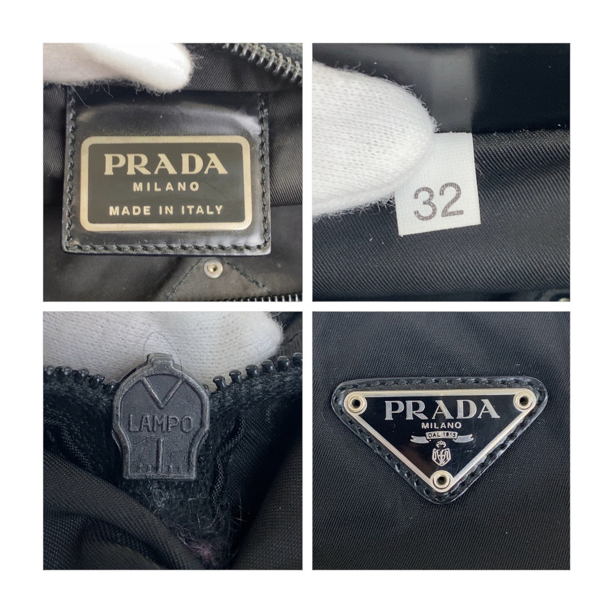 PRADA Shoulder Bag Nylon Black SilverMetal Test Triangle With logo - Style 7