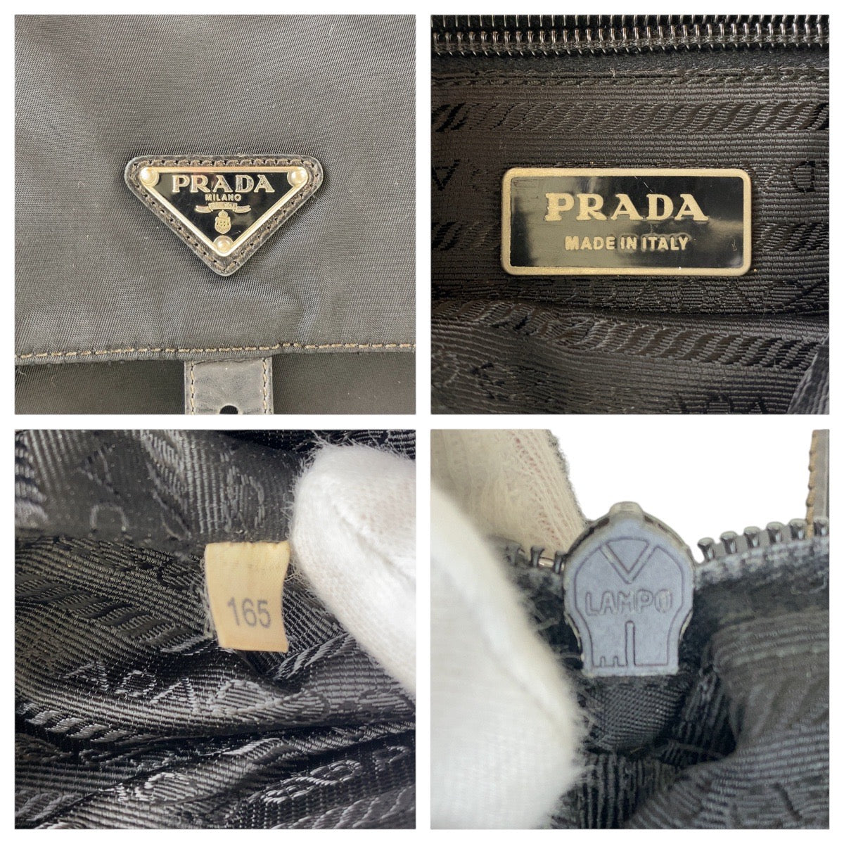 PRADA Shoulder Bag Nylon Black SilverMetal Test Triangle With logo - Style 10