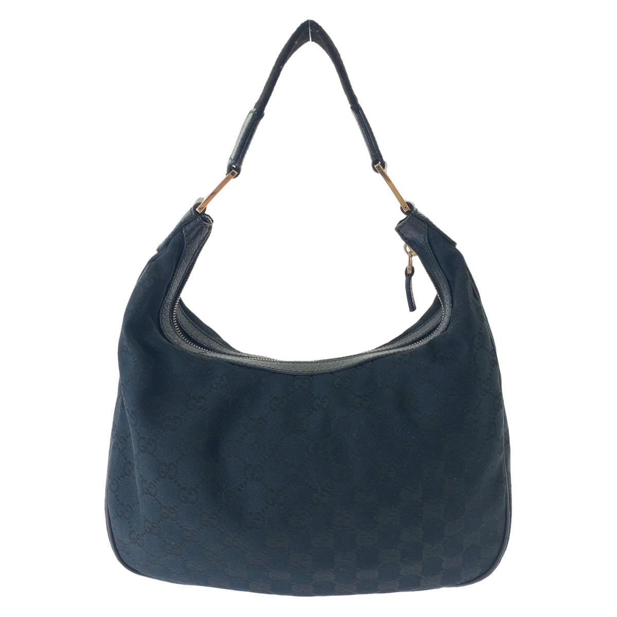 GUCCI Shoulder Bag 145757 GG canvas Black SilverMetal Hobo