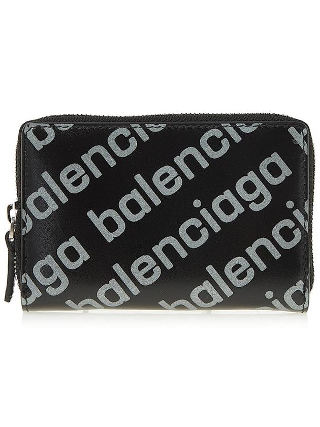 Luxury Balenciaga Trending 2026 All Over Logo Zip Around Half Wallet Black