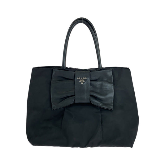 PRADA Tote Bag BN1601 Nylon Black SilverMetal Test Ribbon TriangleWith logo