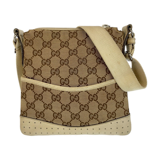 GUCCI Shoulder Bag 147671 GG canvas Beige White SilverMetal