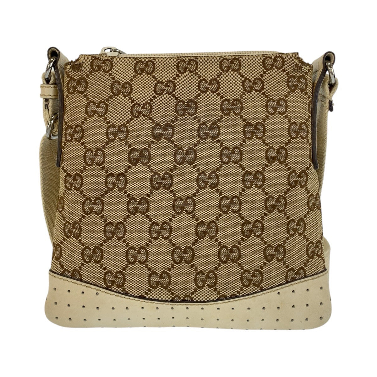 GUCCI Shoulder Bag 147671 GG canvas Beige White SilverMetal
