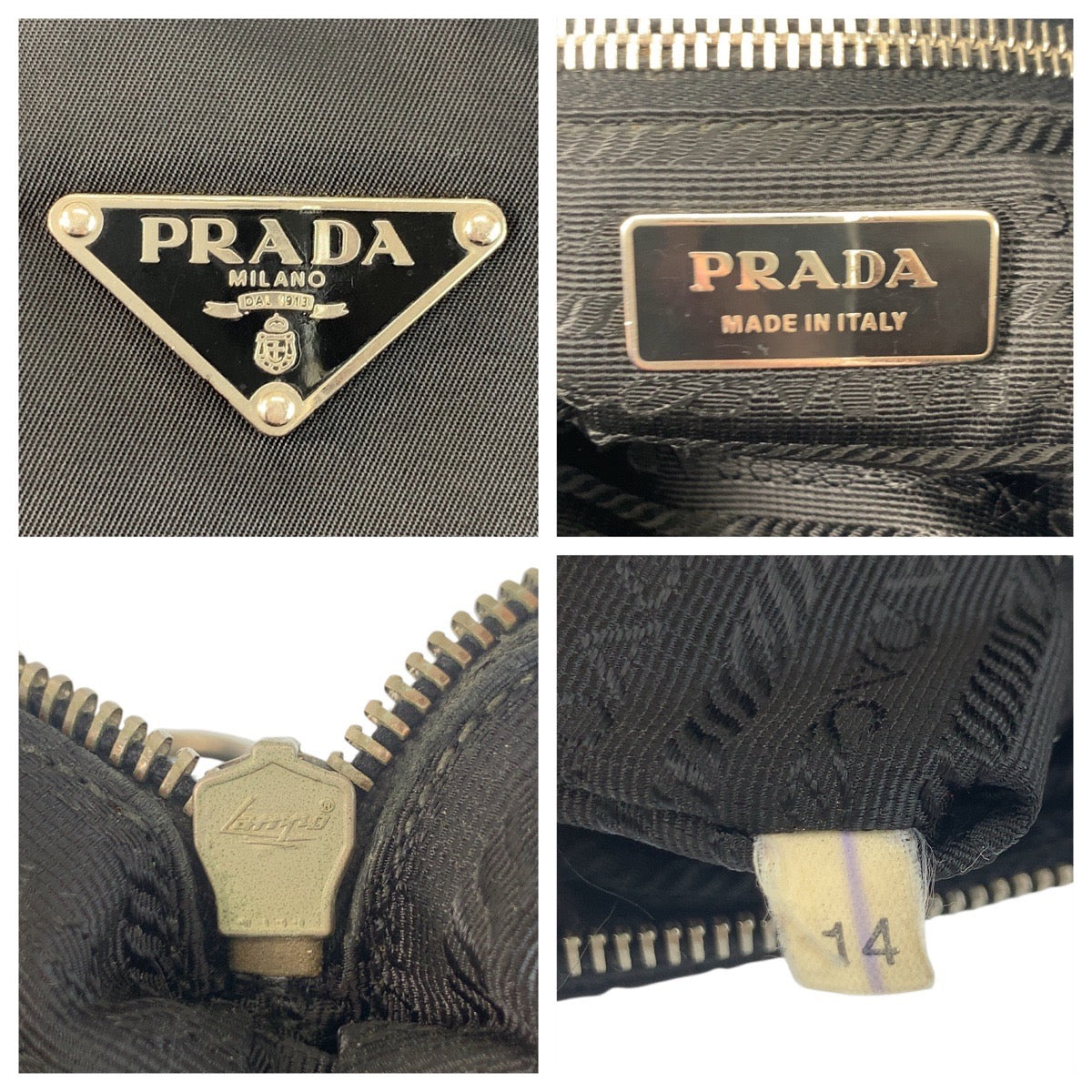 PRADA Shoulder Bag Nylon Black SilverMetal Test Triangle With logo - Style 2