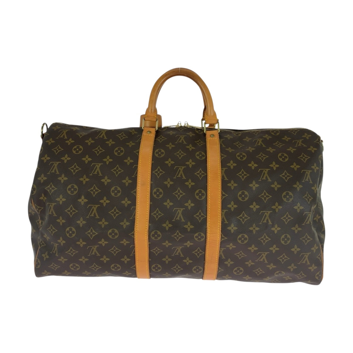 LOUIS VUITTON Boston Duffel bag PVC Brown Gold Metal Monogram Keepall bandouliere 55