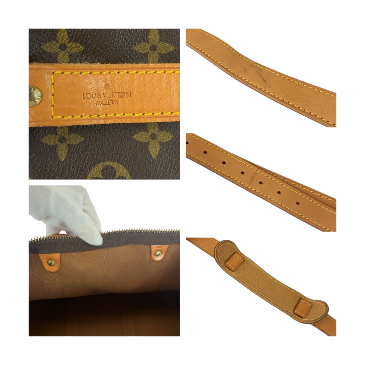 LOUIS VUITTON Boston Duffel bag PVC Brown Gold Metal Monogram Keepall bandouliere 55