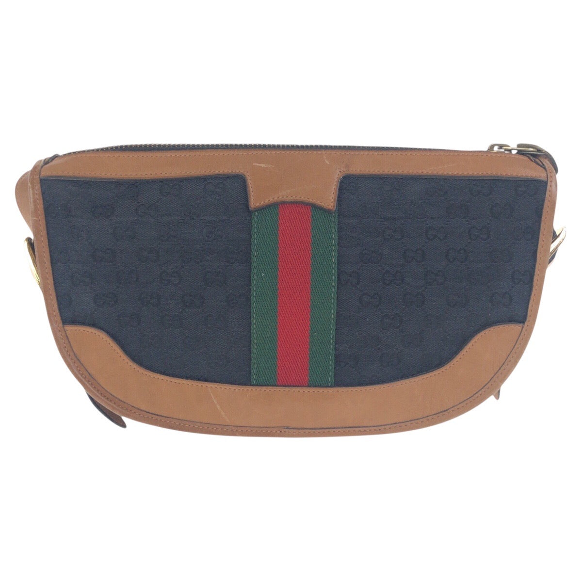 Gucci Old Gucci GG Canvas Leather Shoulder Bag