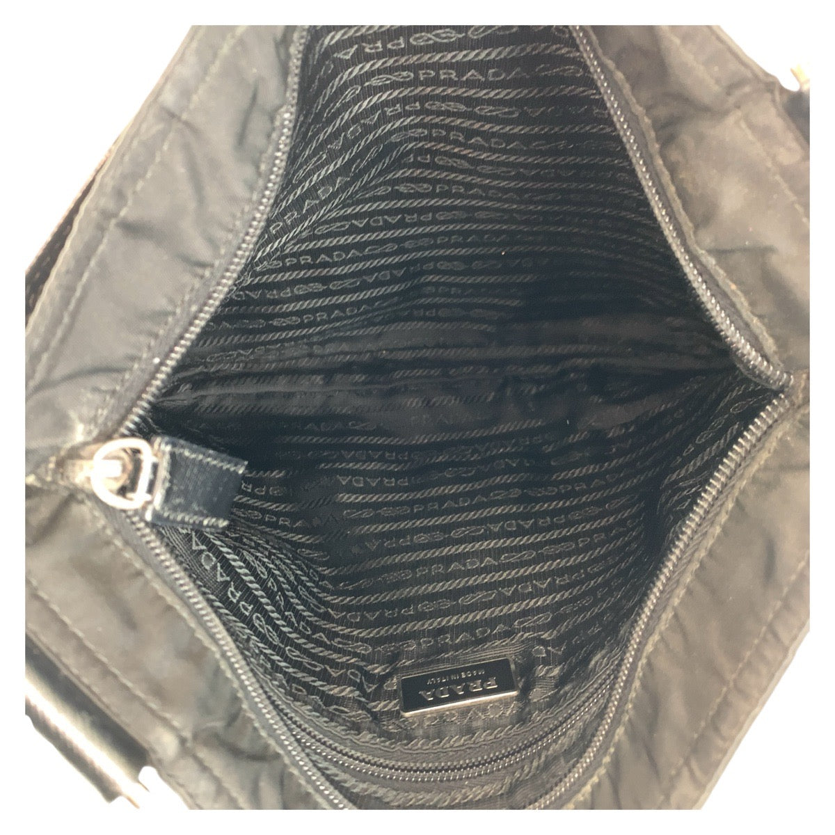 PRADA Shoulder Bag Nylon Black SilverMetal Test Triangle With logo - Style 6