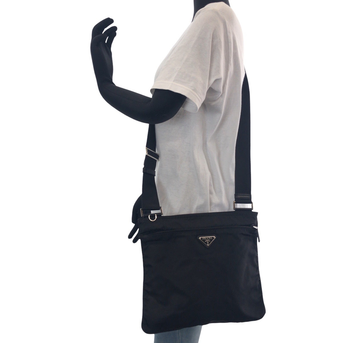 PRADA Shoulder Bag Nylon Black SilverMetal Test Triangle With logo - Style 5