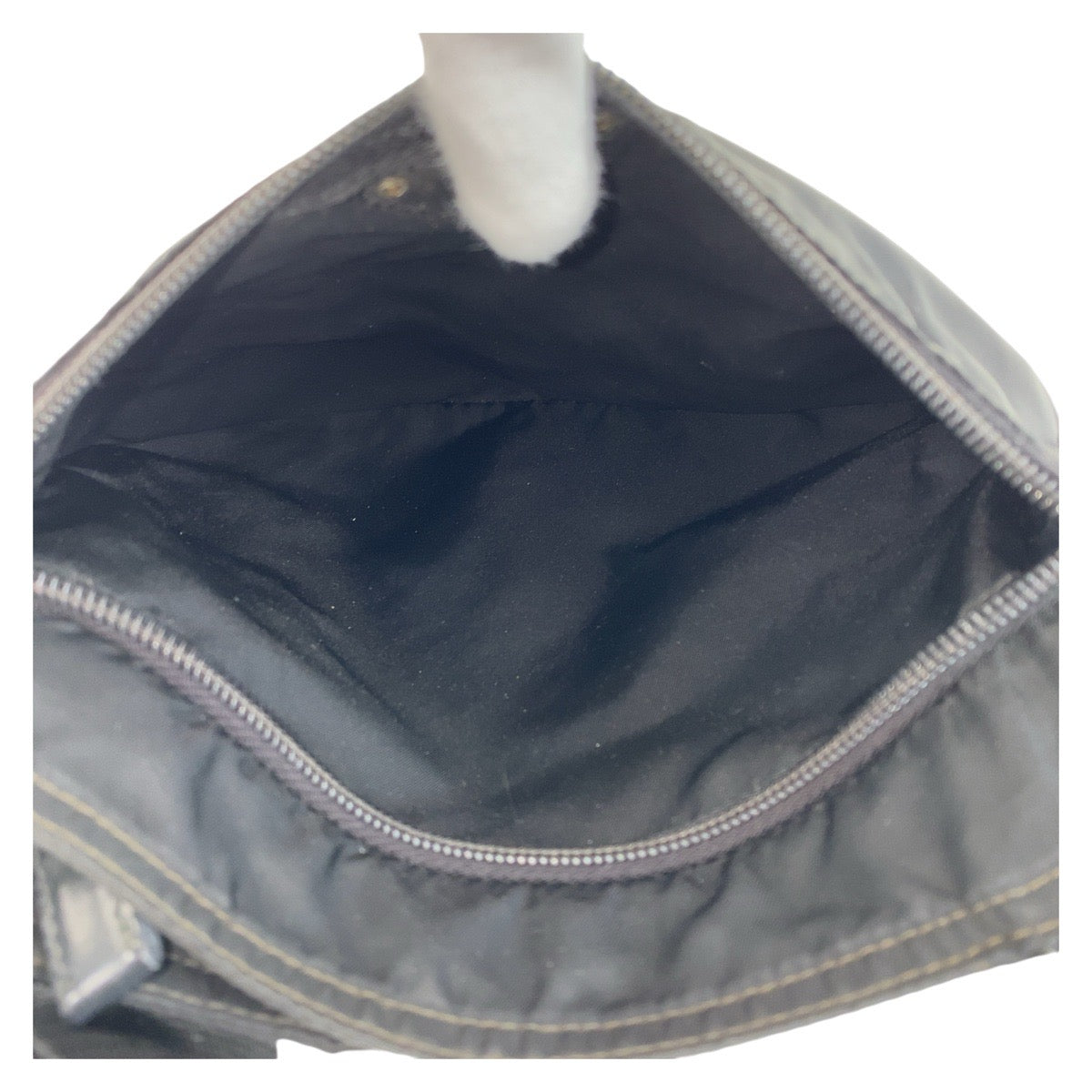 PRADA Shoulder Bag Nylon Black SilverMetal Test Triangle With logo - Style 3