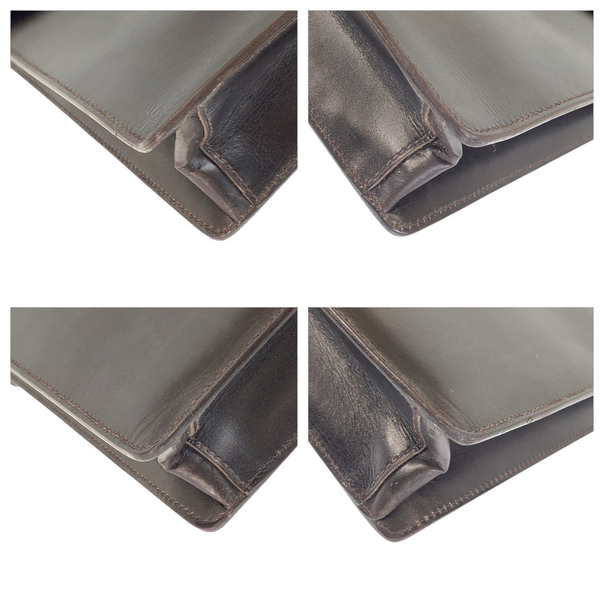 PRADA Business bag leather Brown Silver Metal
