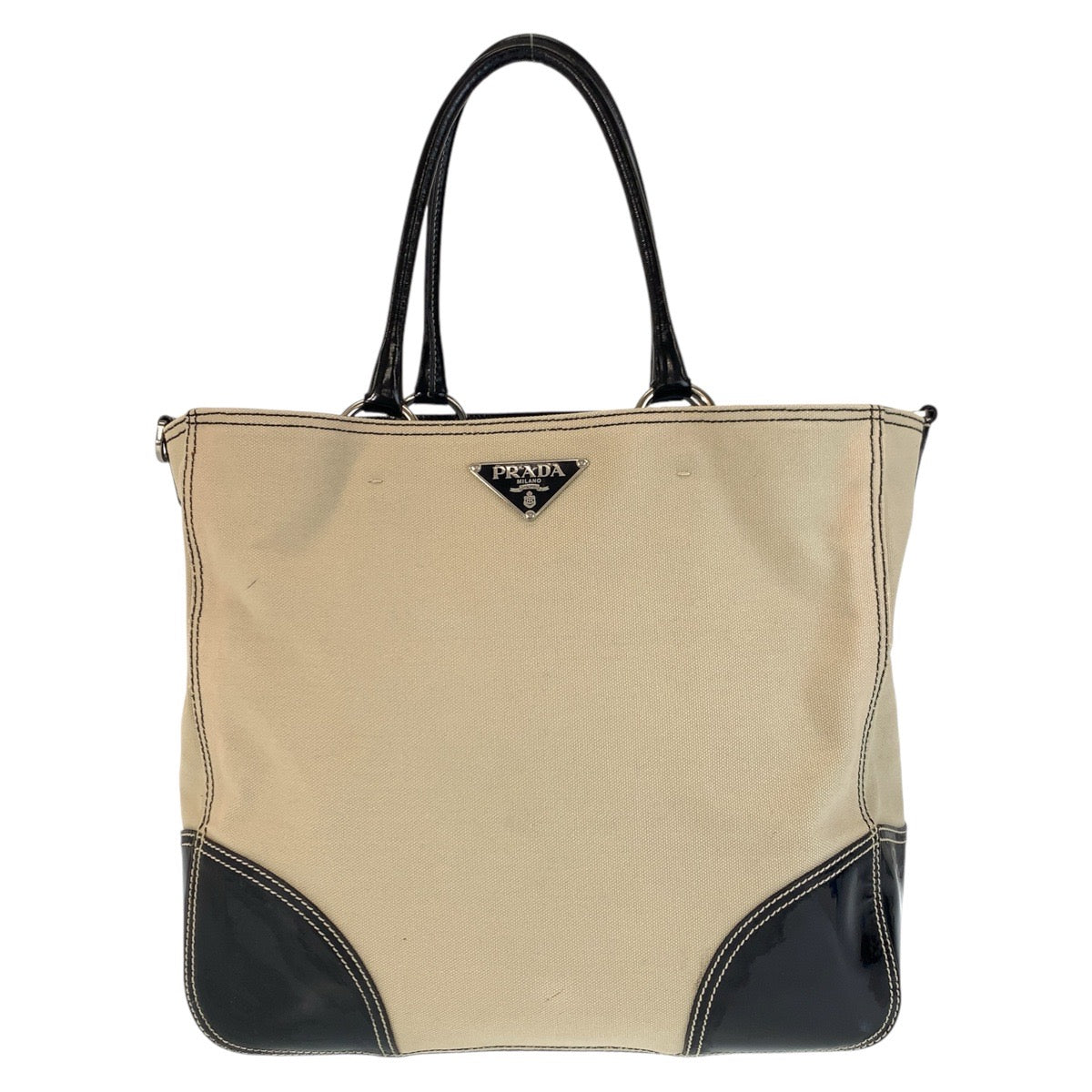 Prada Triangle Logo Plate Canvas Enamel 2way Bag
