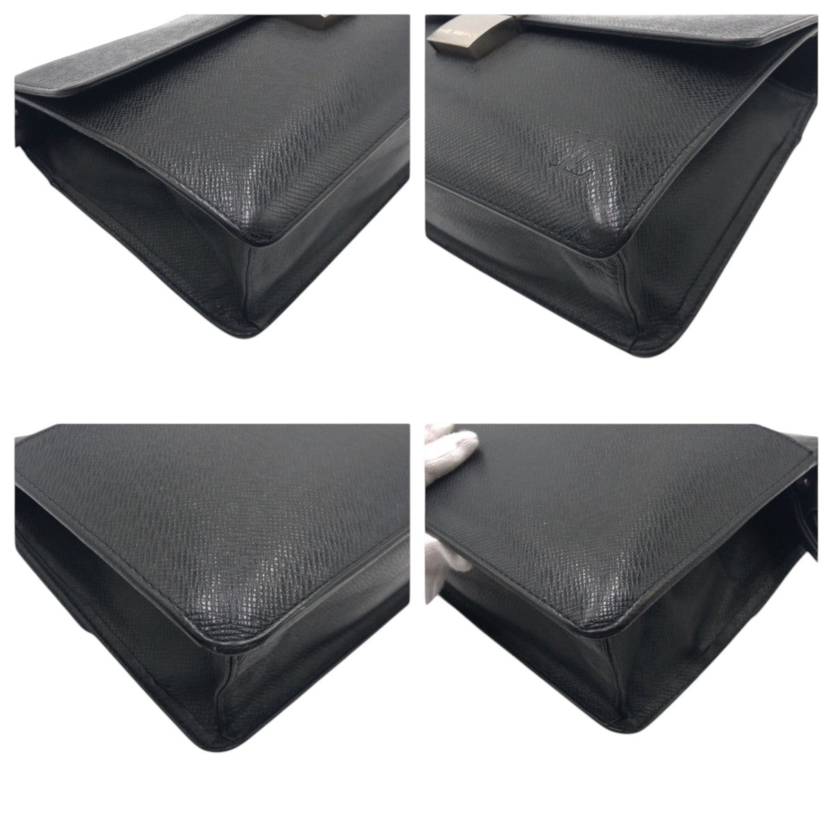 LOUIS VUITTON Clutch bag leather Black black Taiga ardwards Selenga