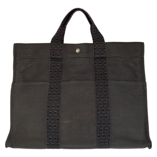 HERMES Tote Bag canvas Grey SilverMetal Her Line MM