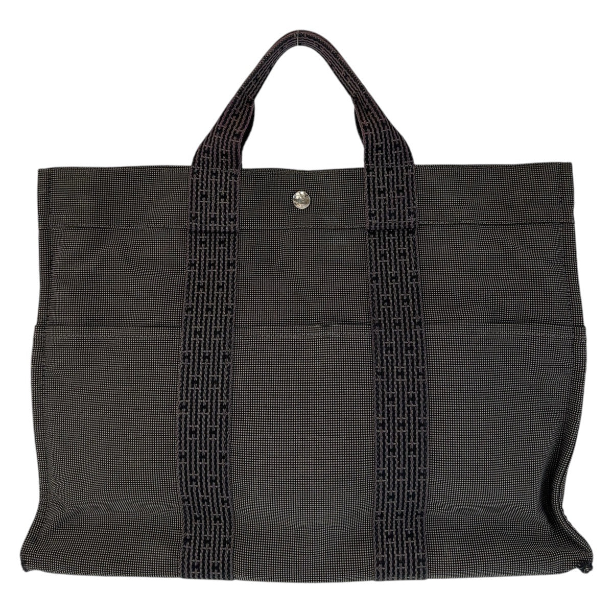HERMES Tote Bag canvas Grey SilverMetal Her Line MM