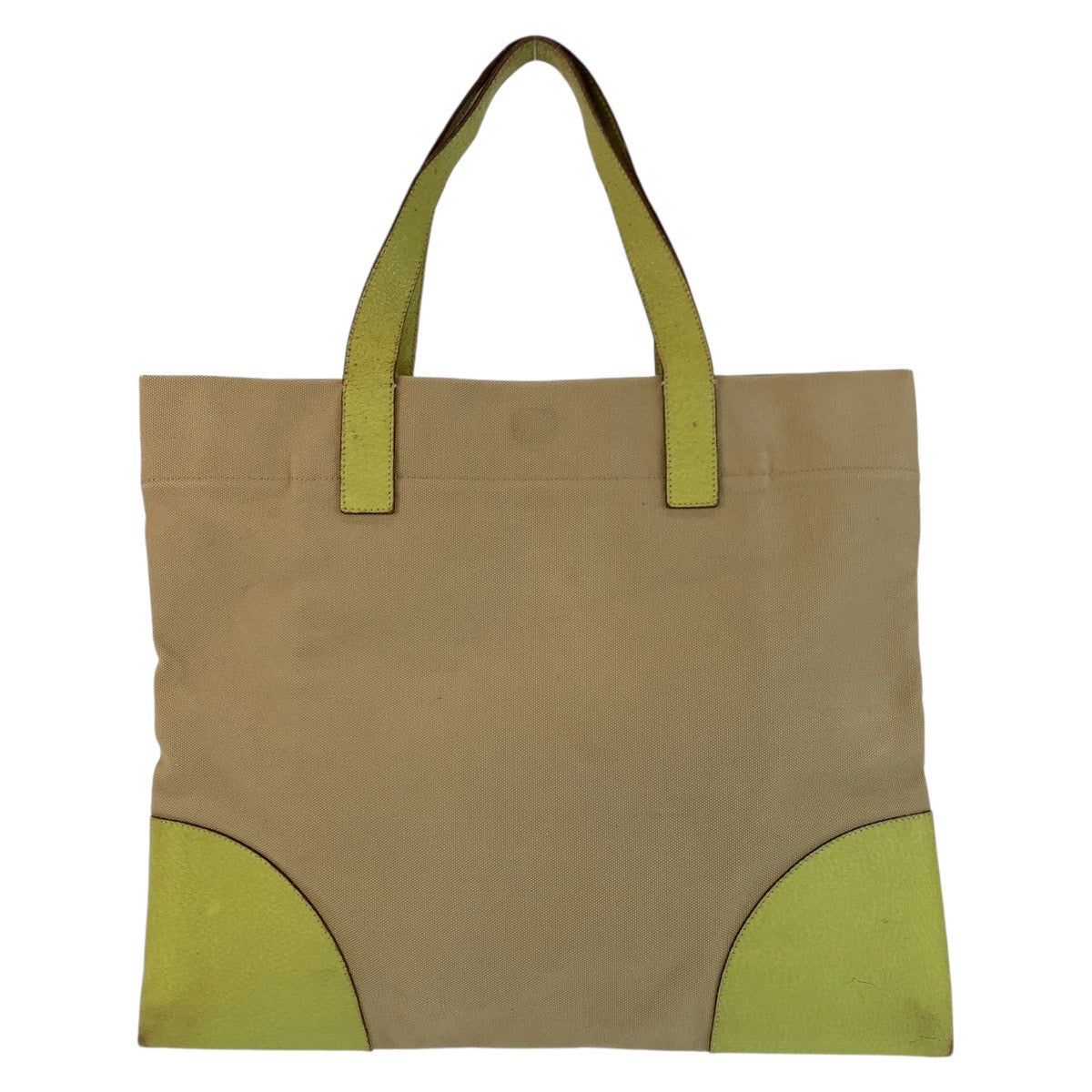 Prada Triangle Logo Plate Canvas/Leather Tote Bag
