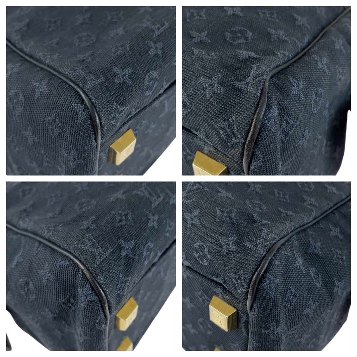 LOUIS VUITTON Handbag canvas Navy Gold Metal Monogram mini Josephine PN