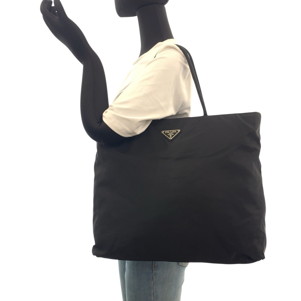 PRADA Tote Bag Nylon Black SilverMetal Test Triangle With logo - Style 2