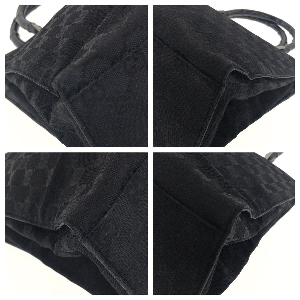 GUCCI Tote Bag 002ã»1010 GG canvas Black Silver Bamboo
