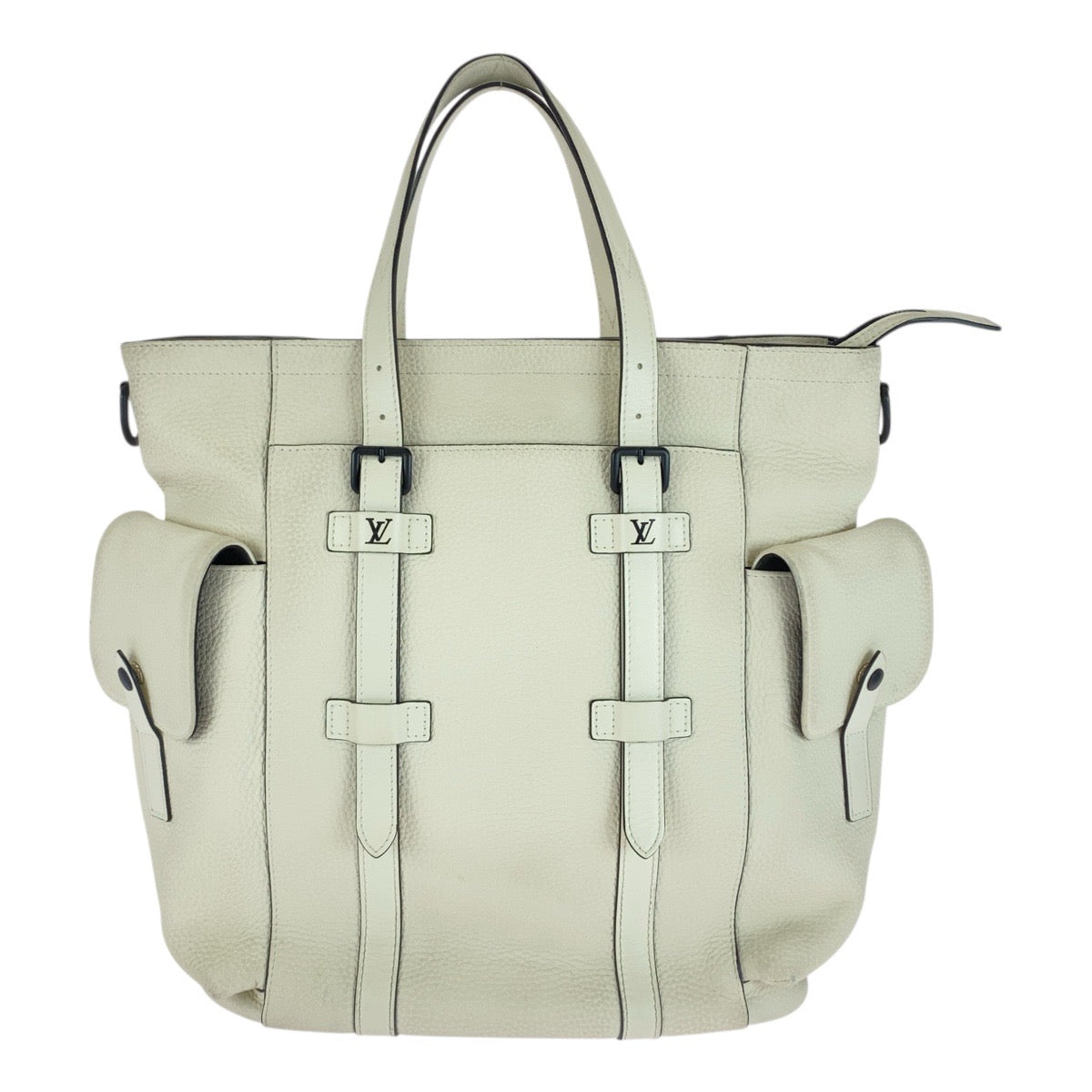 LOUIS VUITTON Tote Bag leather White Cream Black Taurillon Clemence christopher tote