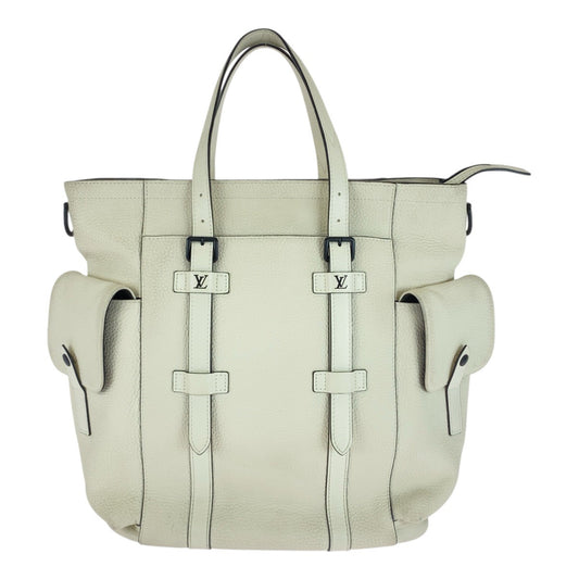 LOUIS VUITTON Tote Bag leather White Cream Black Taurillon Clemence christopher tote