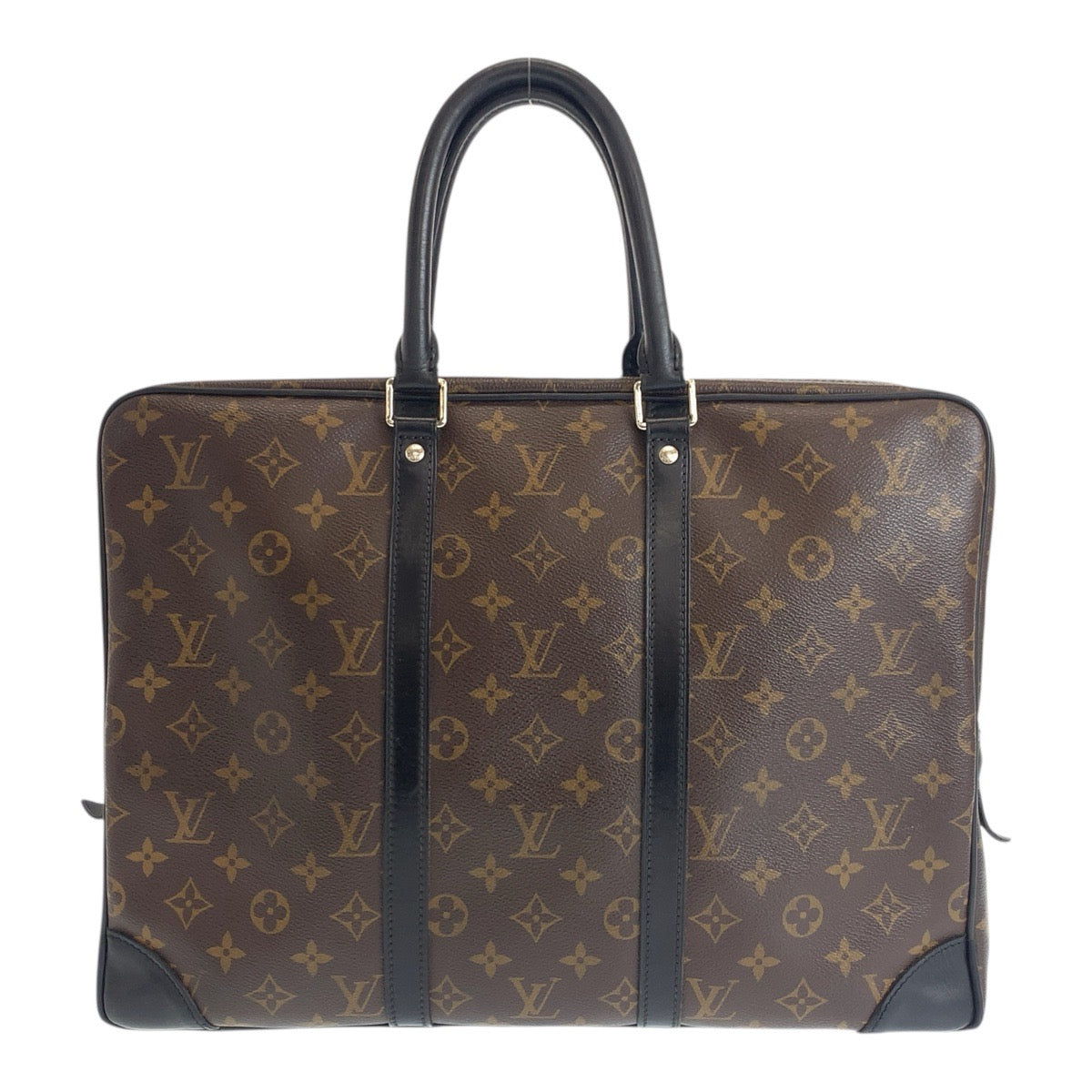LOUIS VUITTON Business bag PVC Brown Black SilverMetal Monogram Macasa Port Documan Voyajaj