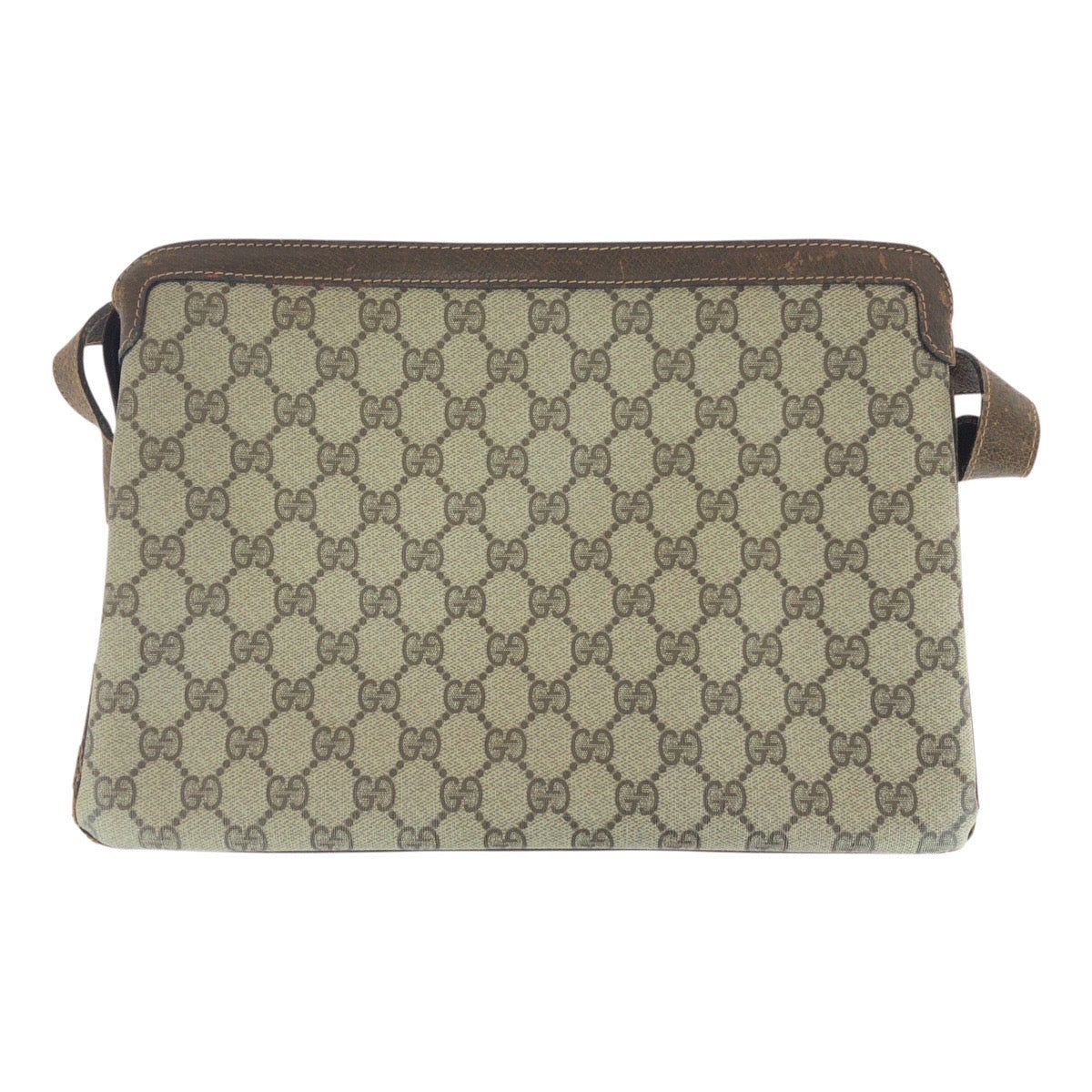 GUCCI Shoulder Bag 010ã»378 GG Supreme Canvas Beige Brown Gold Metal Old Gucci Shelly Line