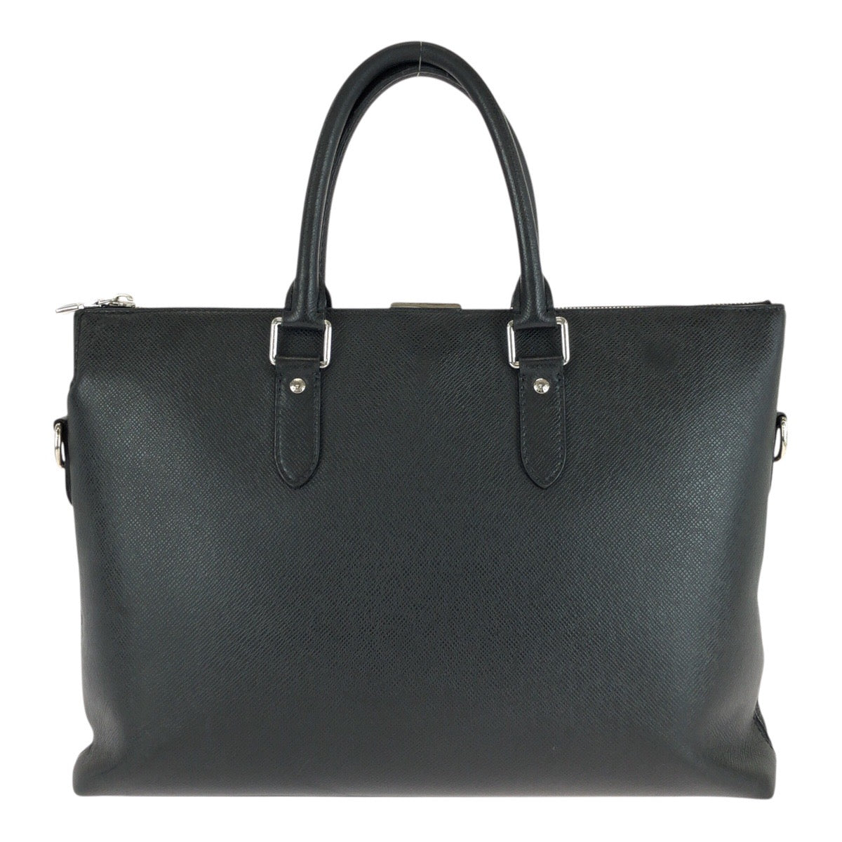 LOUIS VUITTON Business bag leather Black SilverMetal Taiga Anton