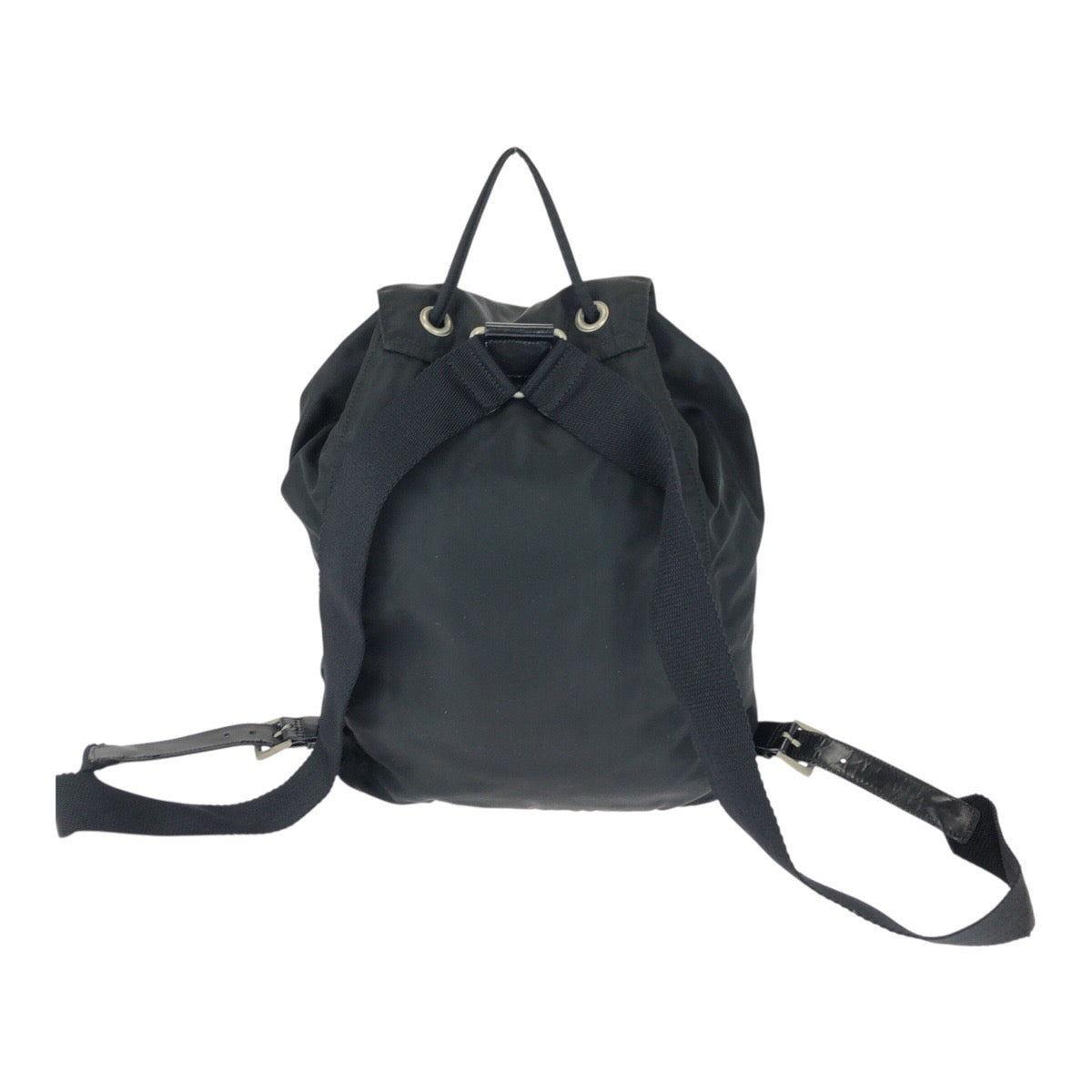 PRADA Backpack B1197F Nylon Black SilverMetal Test Triangle With logo