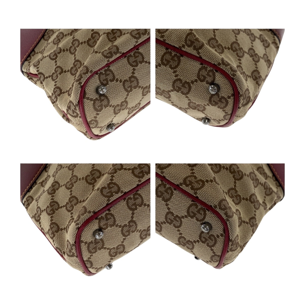 GUCCI Tote Bag 113061 GG canvas Beige Red SilverMetal