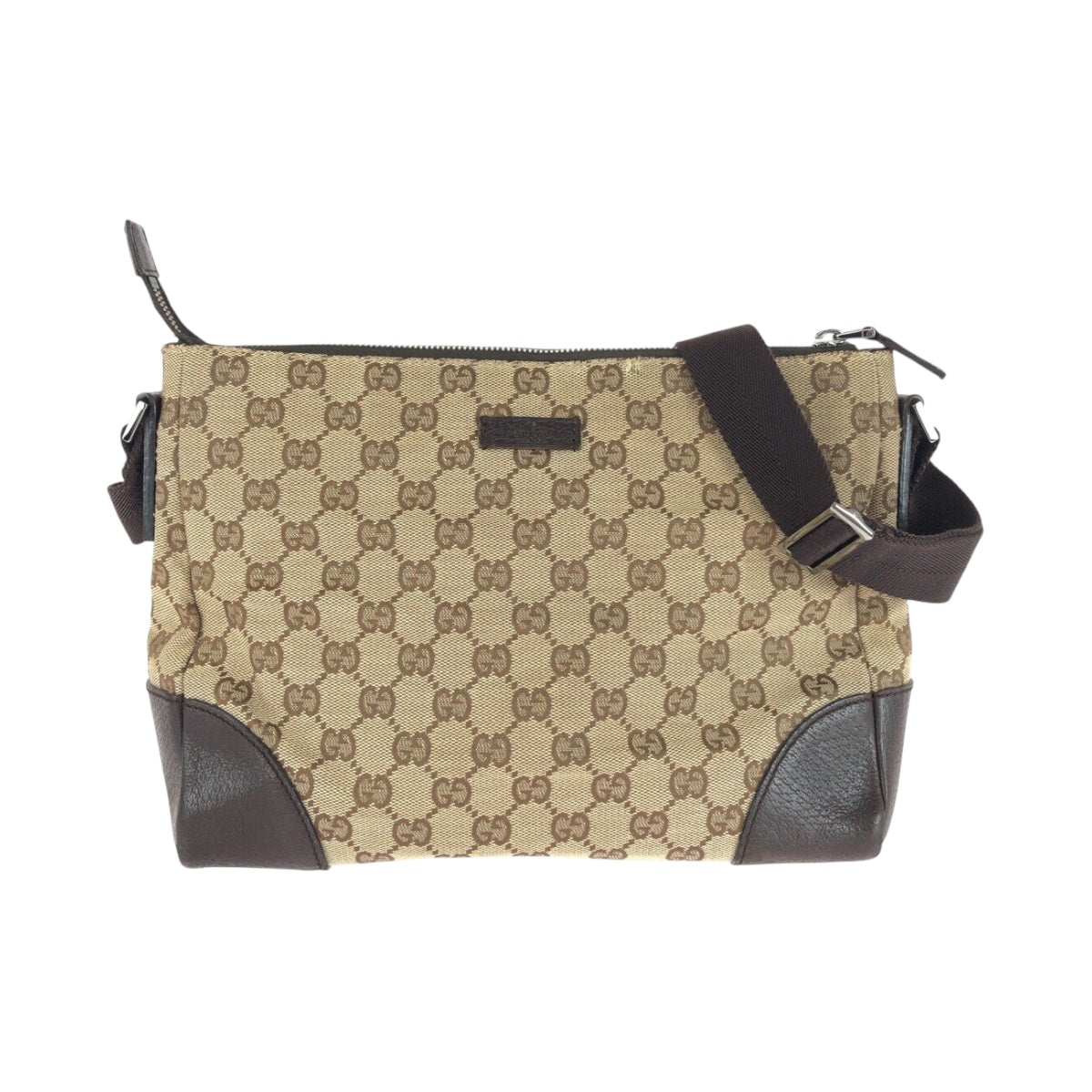GUCCI Shoulder Bag 114273 GG canvas Beige Gray Silver Metal