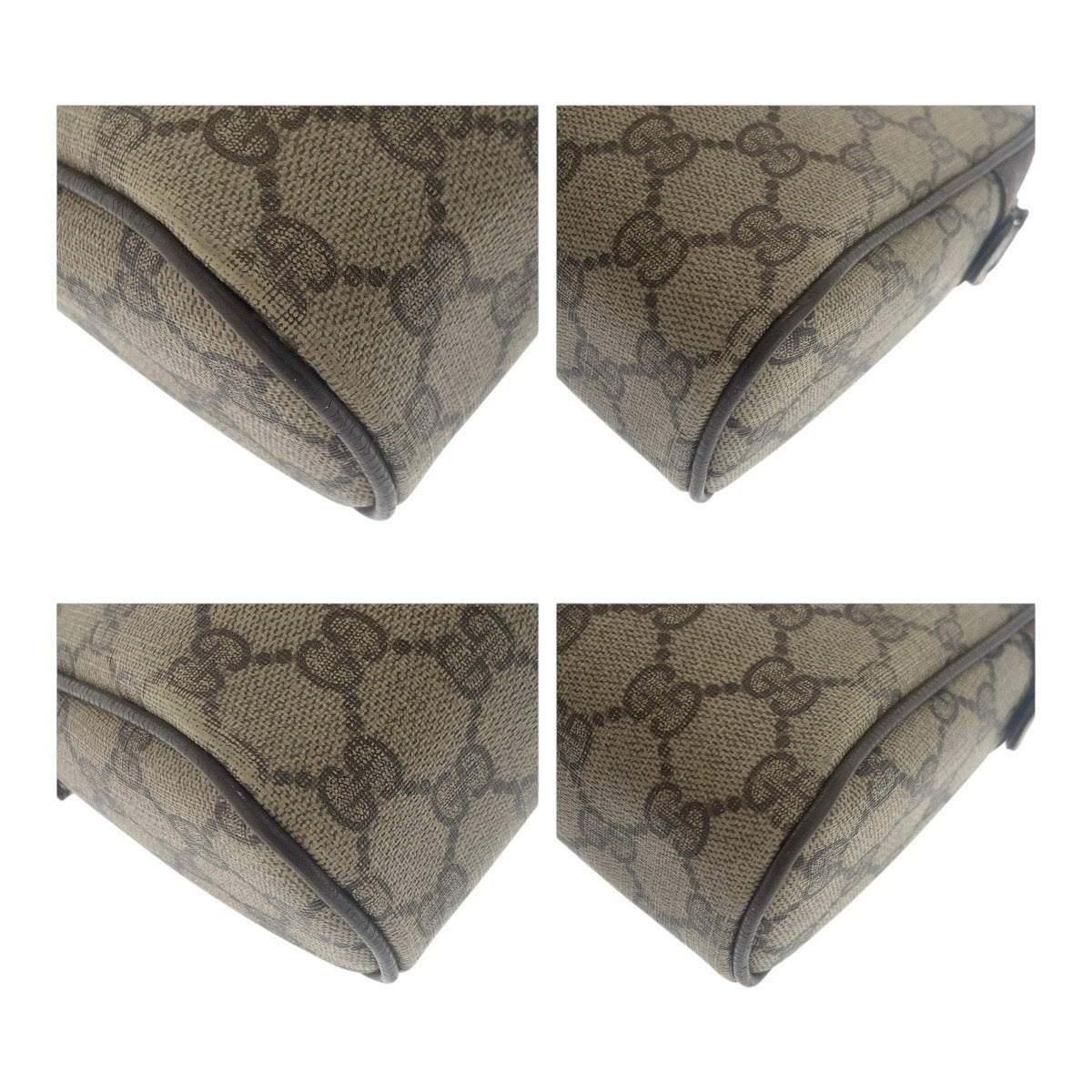 GUCCI Clutch bag 56 01 012 GG Supreme Canvas Beige Brown Gold Metal Sherry Line Old Gucci