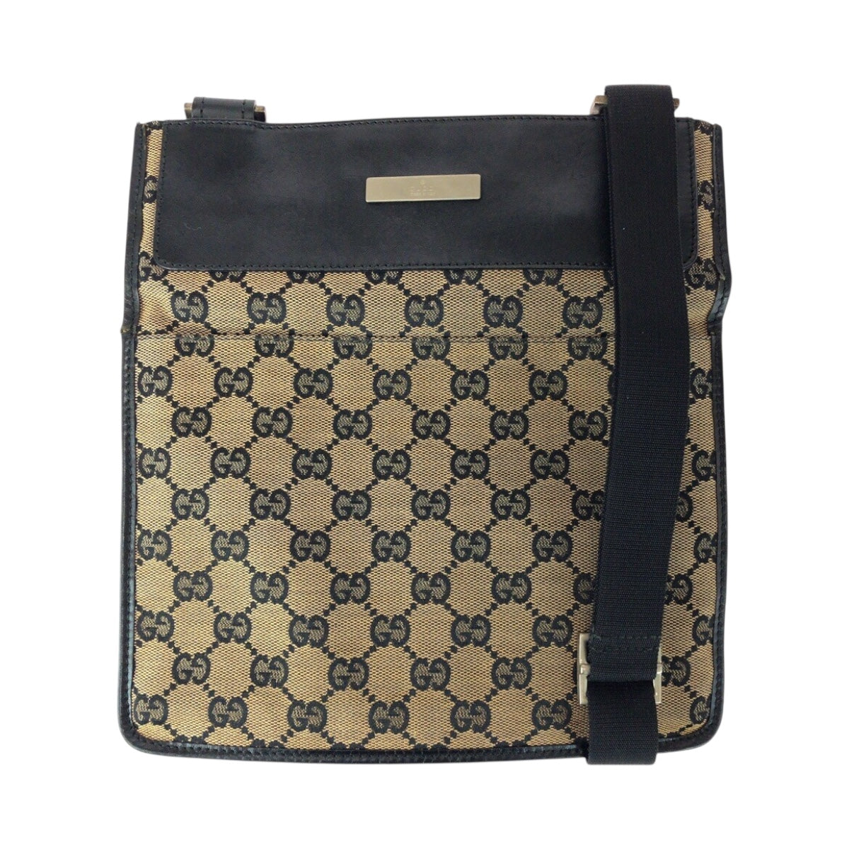 GUCCI Shoulder Bag 019 0348 GG canvas Beige Gray Silver Metal