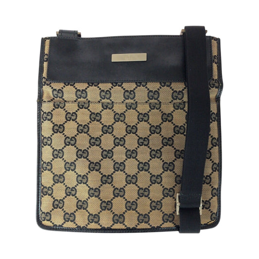 GUCCI Shoulder Bag 019 0348 GG canvas Beige Gray Silver Metal