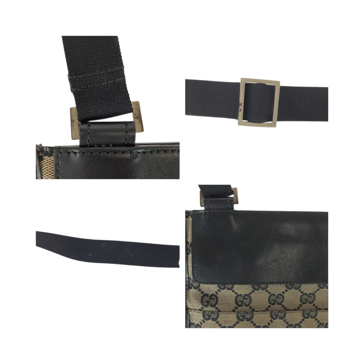 GUCCI Shoulder Bag 019 0348 GG canvas Beige Gray Silver Metal