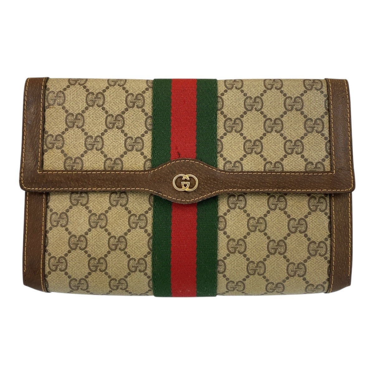 Gucci GG Supreme Canvas Leather Clutch Bag