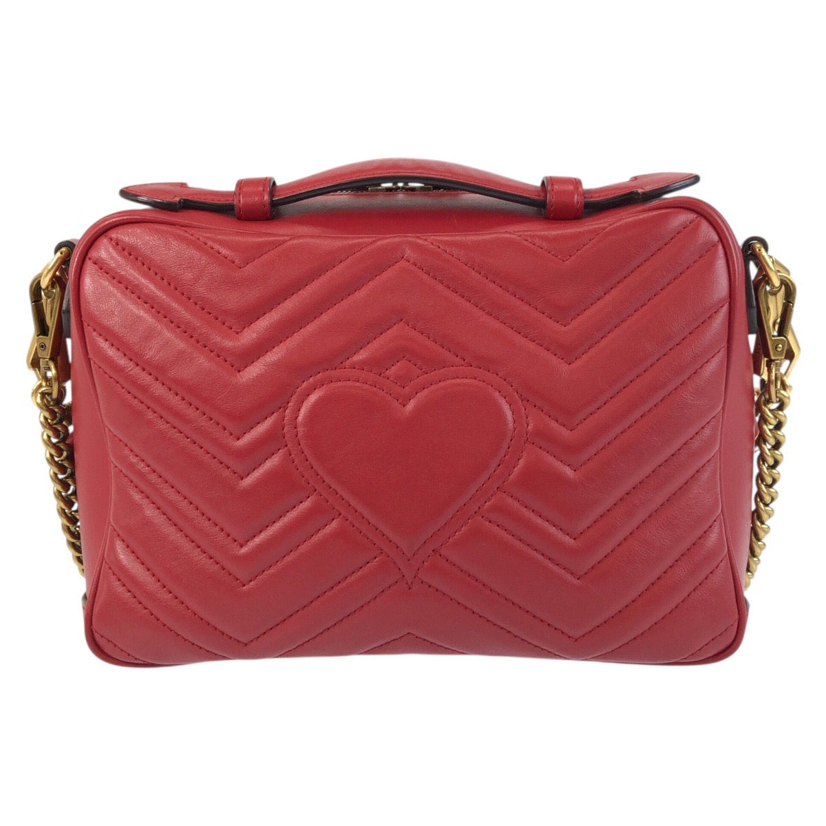 GUCCI Shoulder Bag 498100 leather Red Gold Metal GG Marmont