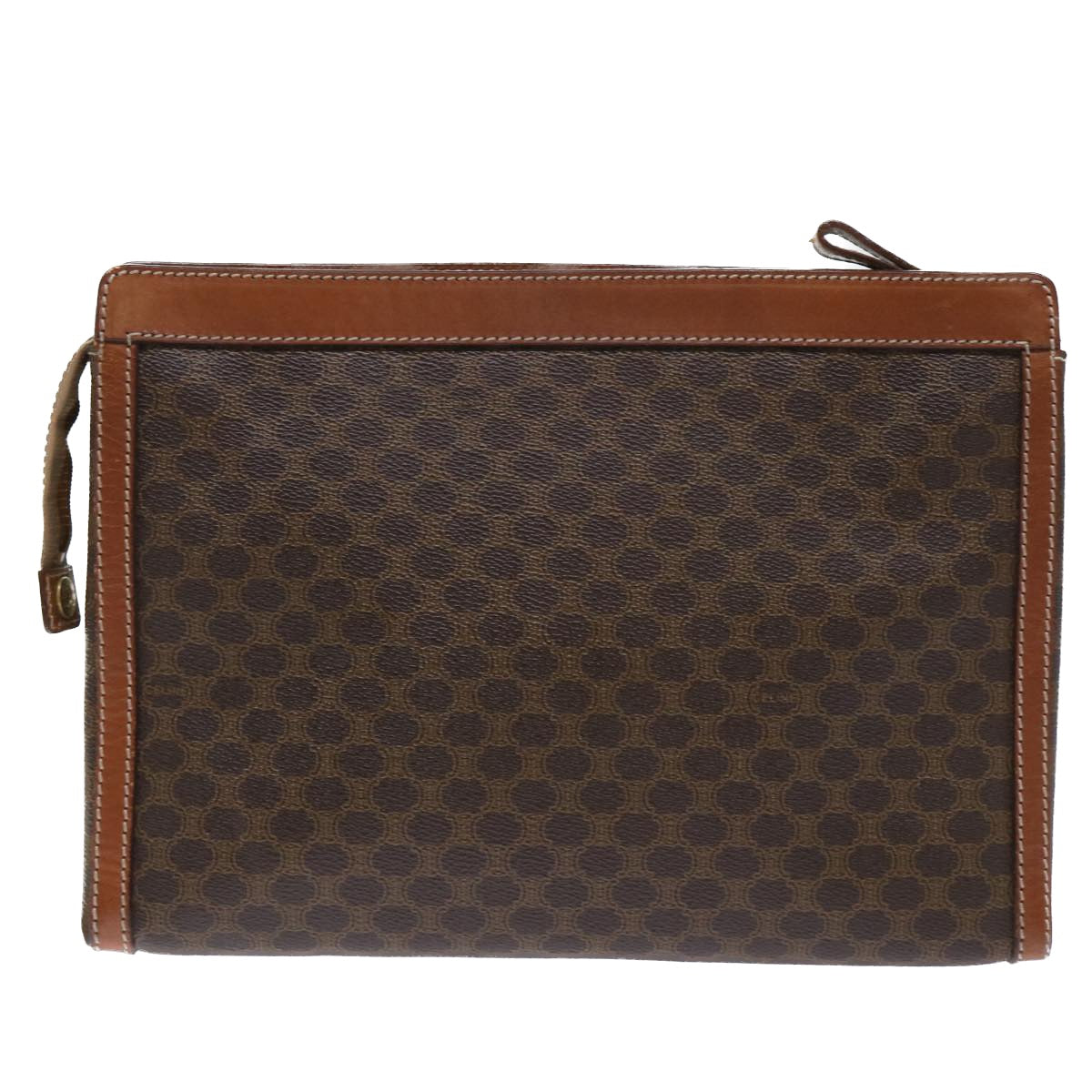 Luxury CELINE Macadam Canvas Clutch Bag PVC Leather Brown 50614