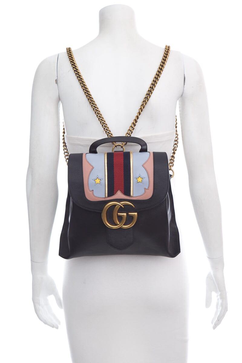 Gucci GG Marmont Black Leather Backpack