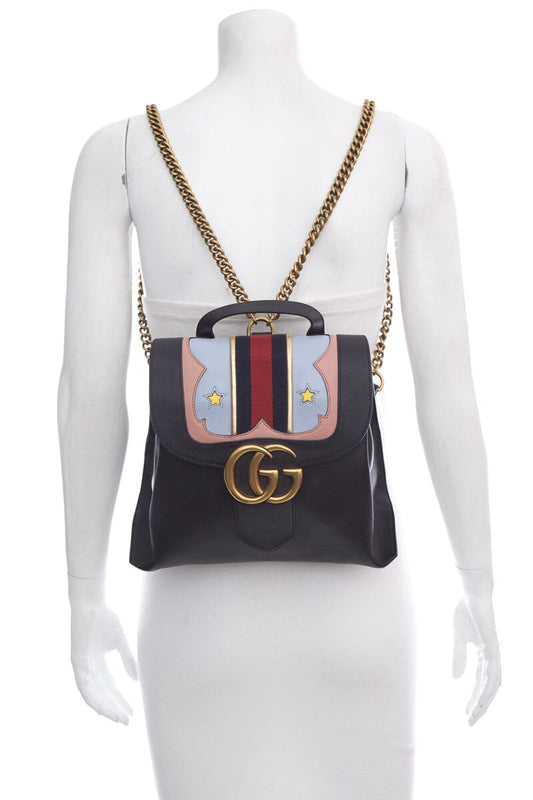 Gucci GG Marmont Black Leather Backpack