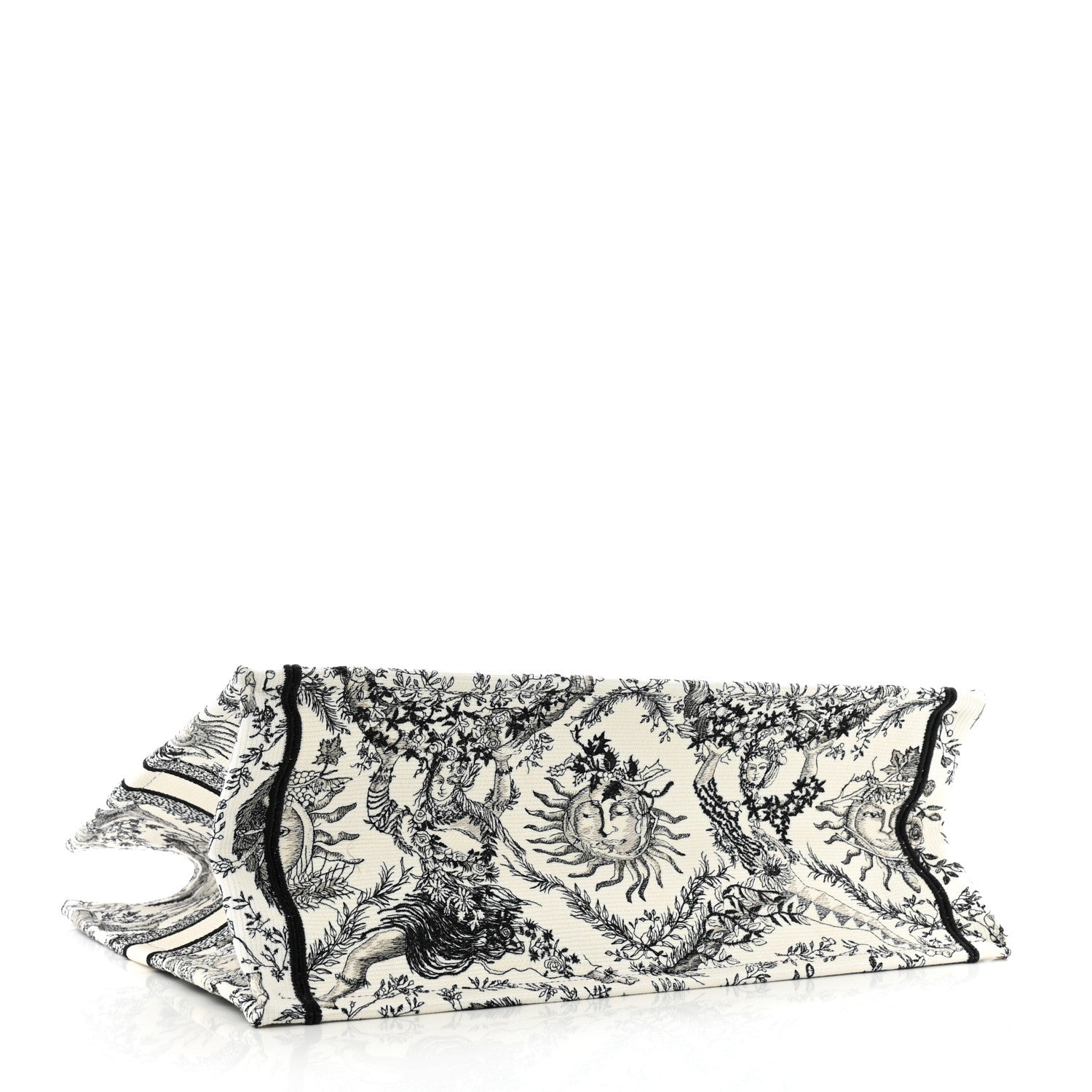 Christian Dior Canvas Embroidered Large Toile de Jouy Soleil Book Tote Black White