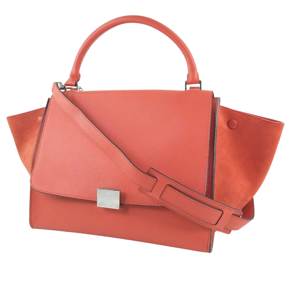 CELINE Handbag 169543 Calfskin, suede Red 2WAY bag Trapeze Women