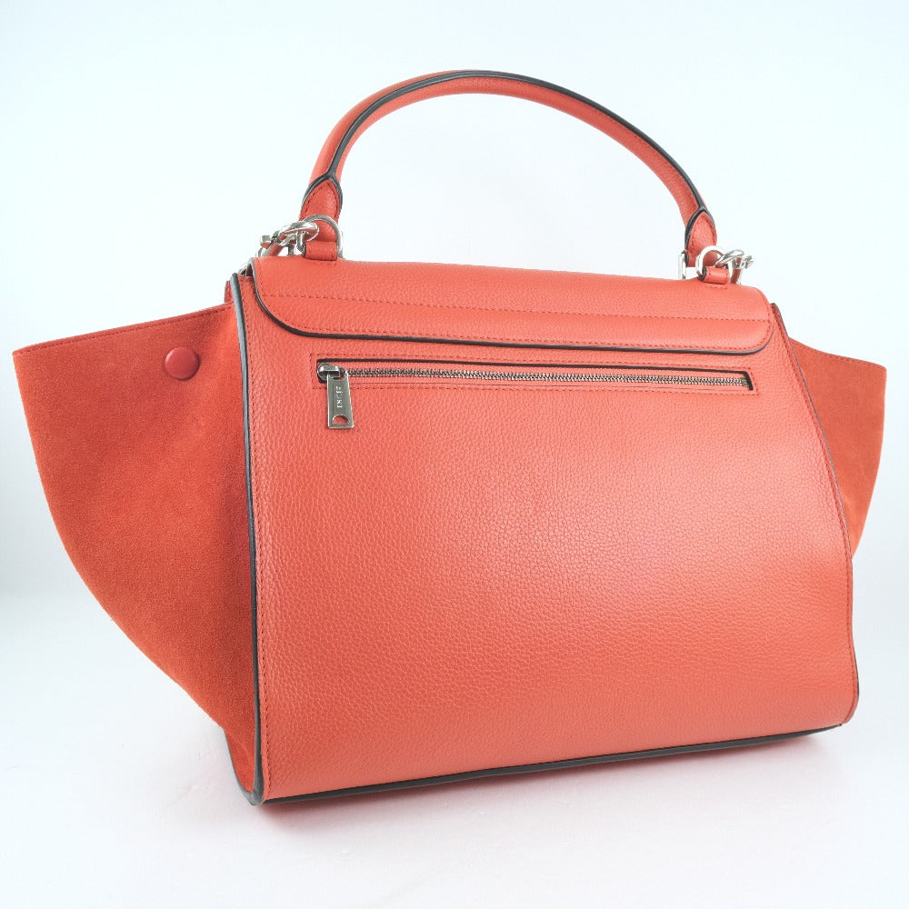 CELINE Handbag 169543 Calfskin, suede Red 2WAY bag Trapeze Women