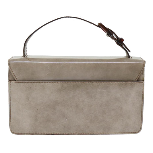 PRADA Hand Bag Patent leather Beige Auth