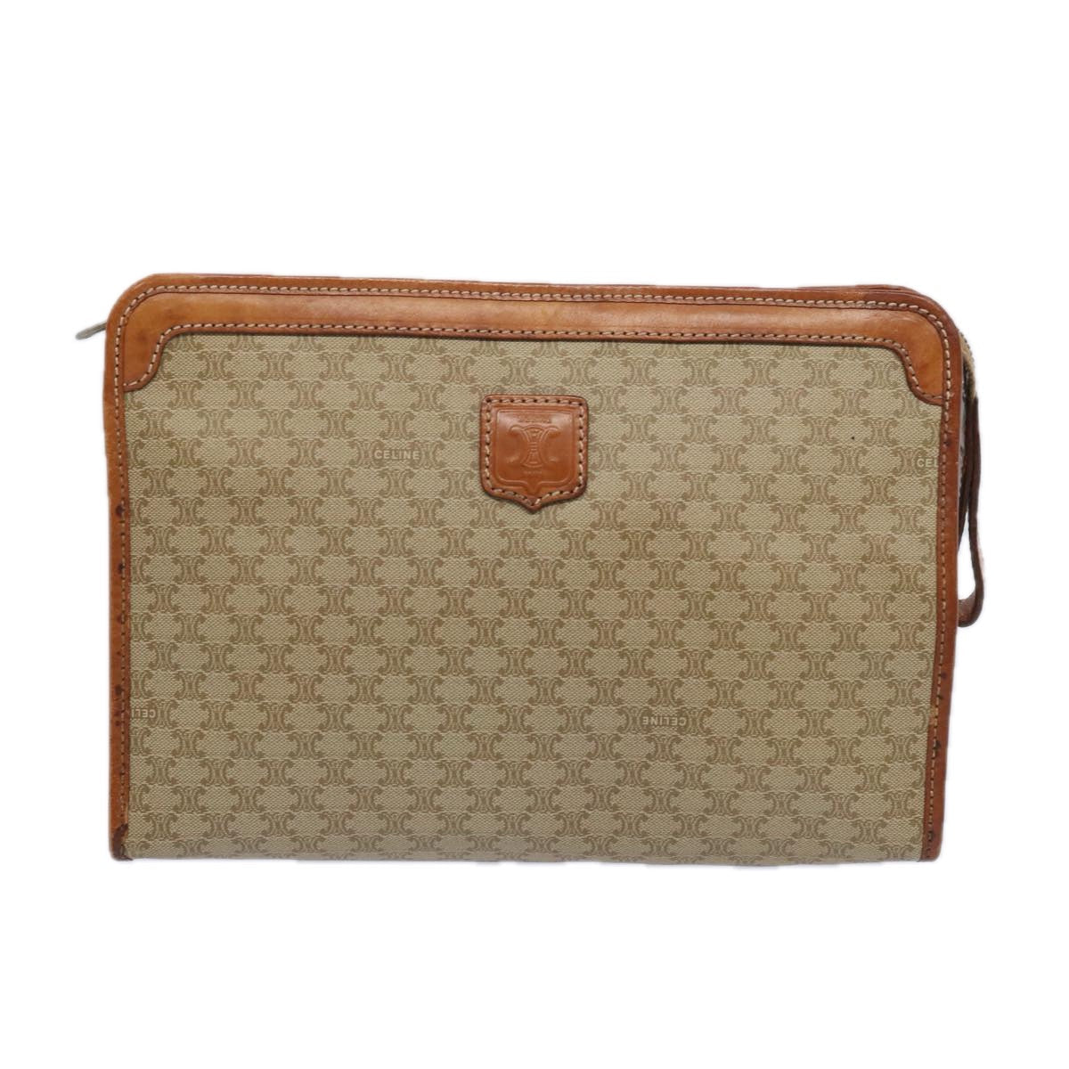Luxury CELINE Macadam Canvas Clutch Bag Beige 51311